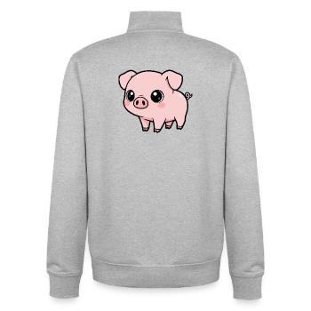 Kawaii Schwein Niedlich - Unisex Organic Zip Sweatshirt von Stanley/Stella - Grau meliert - Hinten - AI Model Male 185 light (185cm)