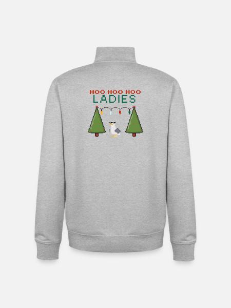 HooHooHoo Women's Pixel Christmas - Unisex Organic Zip Sweatshirt by Stanley/Stella - heather grey