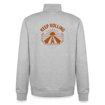 Keep Rolling – Immer weiterfahren - Unisex Organic Zip Sweatshirt von Stanley/Stella - Grau meliert - Hinten - AI Model Male 185 light (185cm)