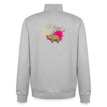 Paresseux détendu avec des taches de couleur - Sweat zippé unisexe en coton bio Stanley/Stella - gris chiné - Dos - AI Model Male 185 light (185cm)