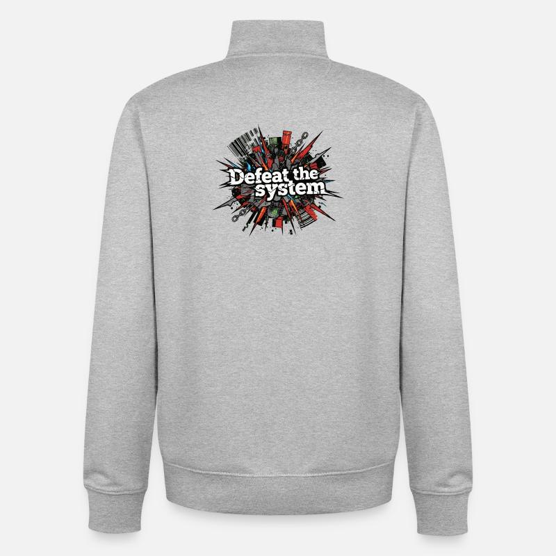 Besiege das System: Rebellen-Burst - Unisex Organic Zip Sweatshirt von Stanley/Stella - Grau meliert
