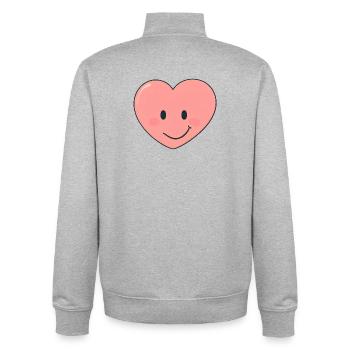 Kawaii Heart Smile Print - Unisex Organic Zip Sweatshirt by Stanley/Stella - heather grey - Back - AI Model Male 185 light (185cm)