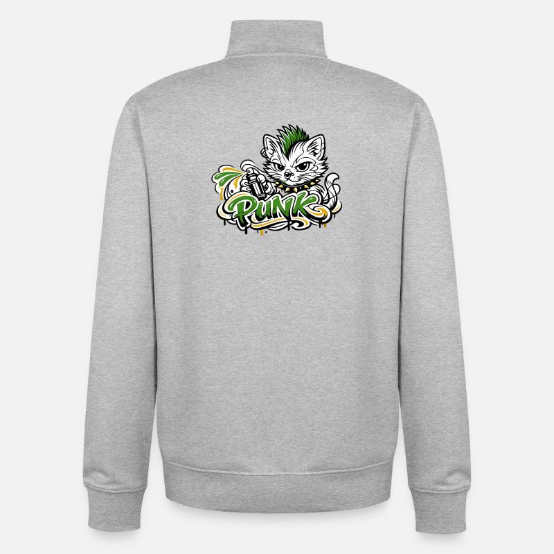 Punkkatz Graffiti Mohawk - Unisex Organic Zip Sweatshirt by Stanley/Stella - heather grey