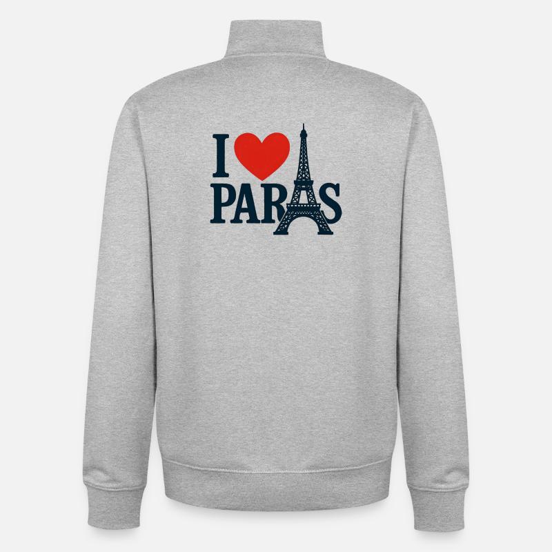 Ich liebe Paris Eiffel Herz - Unisex Organic Zip Sweatshirt von Stanley/Stella - Grau meliert