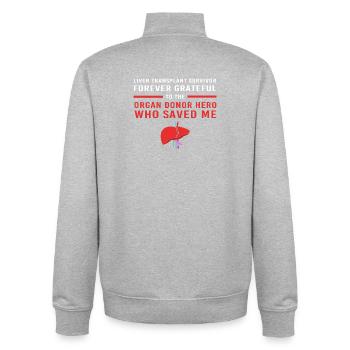 Liver Organ Donor Liver Donation Organ Donor - Unisex Organic Zip Sweatshirt by Stanley/Stella - heather grey - Back - AI Model Male 185 light (185cm)