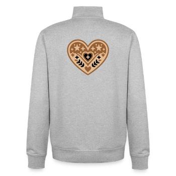 Herz Kreuz Taufe Kommunion - Unisex Organic Zip Sweatshirt von Stanley/Stella - Grau meliert - Hinten - AI Model Male 185 light (185cm)