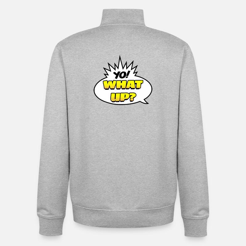 Yo ! Quoi de neuf ? - Sweat zippé unisexe en coton bio Stanley/Stella - gris chiné