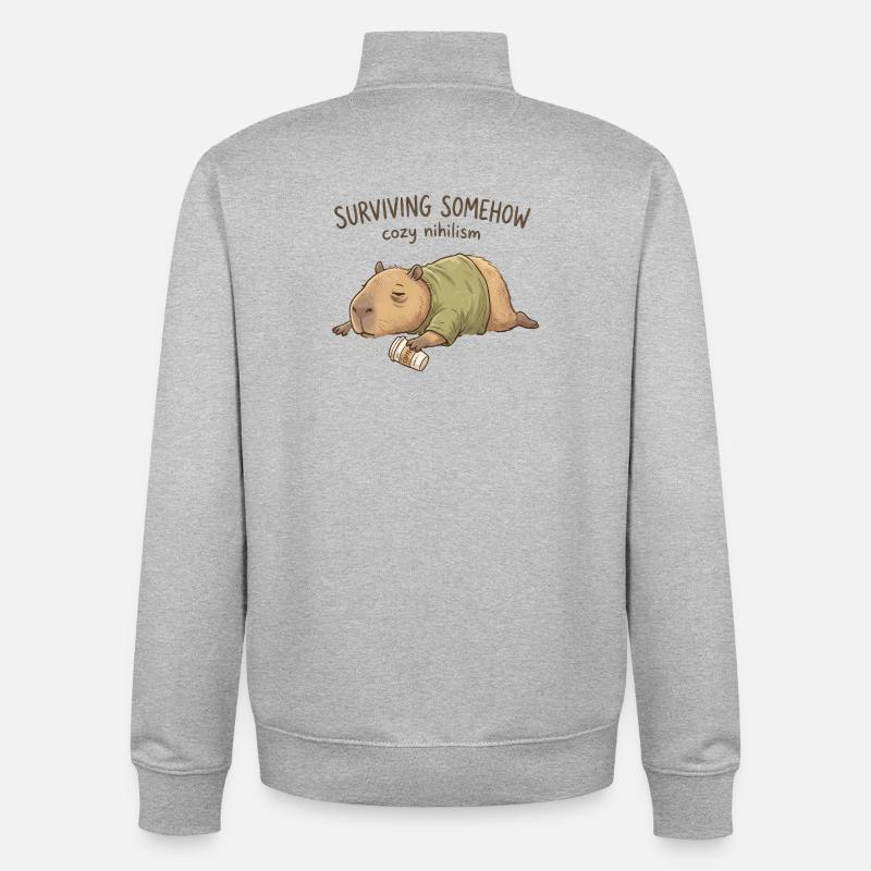 Kuscheliger Nihilismus Capybara - Unisex Organic Zip Sweatshirt von Stanley/Stella - Grau meliert