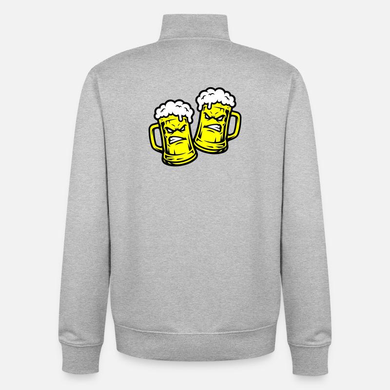 Bier Comic Bierglas - Unisex Organic Zip Sweatshirt von Stanley/Stella - Grau meliert