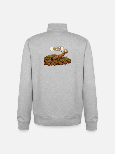 A smiling worm. Earthworm - Unisex Organic Zip Sweatshirt by Stanley/Stella - heather grey