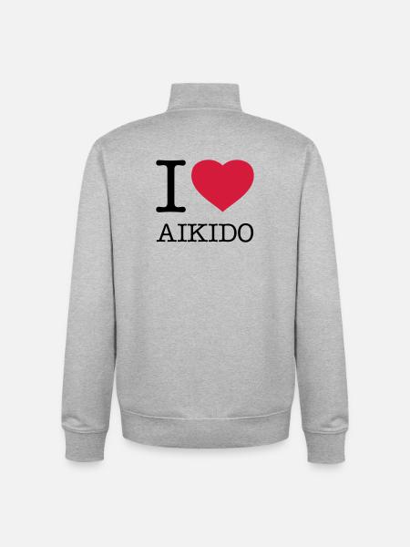 J’ADORE L’AÏKIDO - Sweat zippé unisexe en coton bio Stanley/Stella - gris chiné