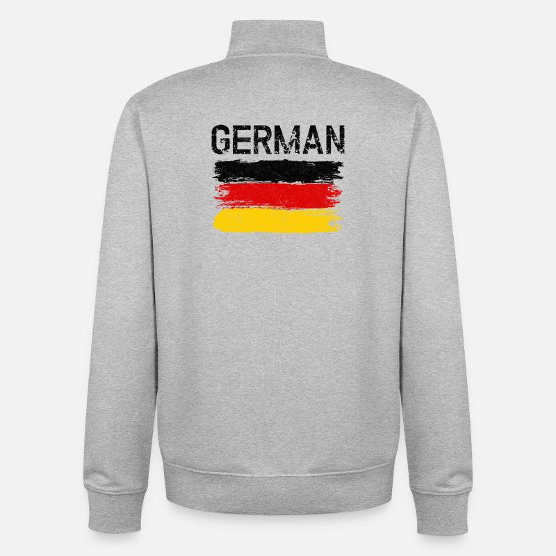 Coup de pinceau du drapeau allemand - Sweat zippé unisexe en coton bio Stanley/Stella - gris chiné