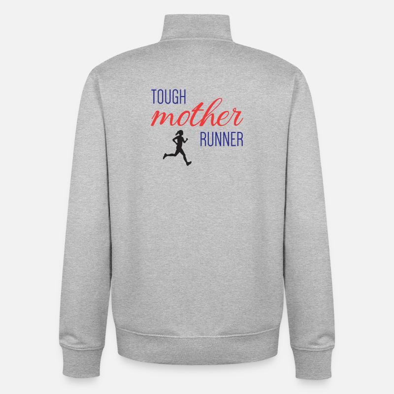 Mère coureuse coriace - Sweat zippé unisexe en coton bio Stanley/Stella - gris chiné