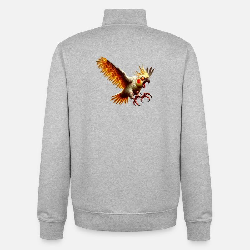 Oiseau maléfique - Calopsitte (14) - Sweat zippé unisexe en coton bio Stanley/Stella - gris chiné