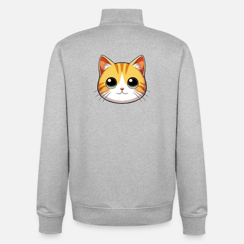 Chat - Sweat zippé unisexe en coton bio Stanley/Stella - gris chiné