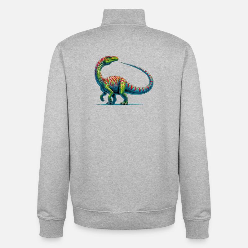 Dinosaur - Unisex Organic Zip Sweatshirt by Stanley/Stella - heather grey