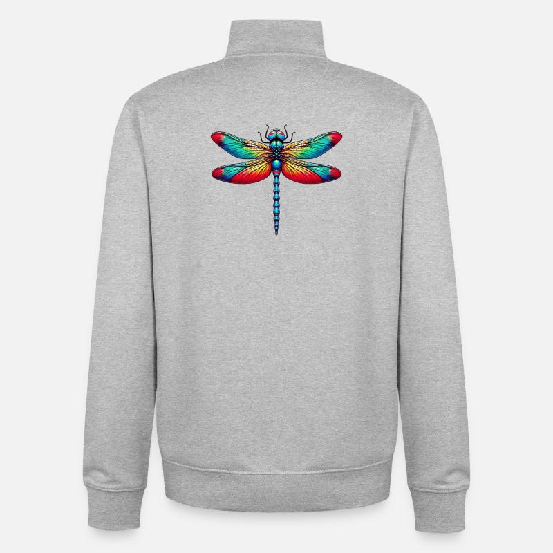 Libellule - Sweat zippé unisexe en coton bio Stanley/Stella - gris chiné