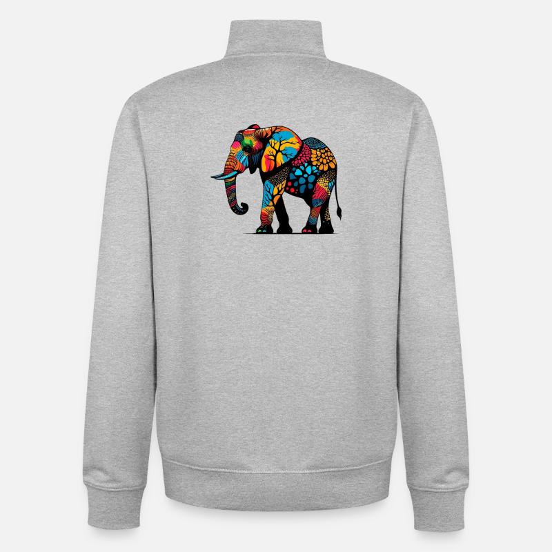 Éléphant - Sweat zippé unisexe en coton bio Stanley/Stella - gris chiné