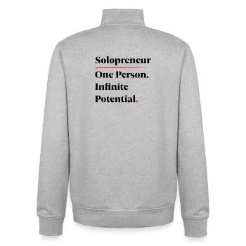 Solopreneur: Eine Person. Unendliches Potenzial. [B] - Unisex Organic Zip Sweatshirt von Stanley/Stella - Grau meliert - Hinten - AI Model Male 185 light (185cm)