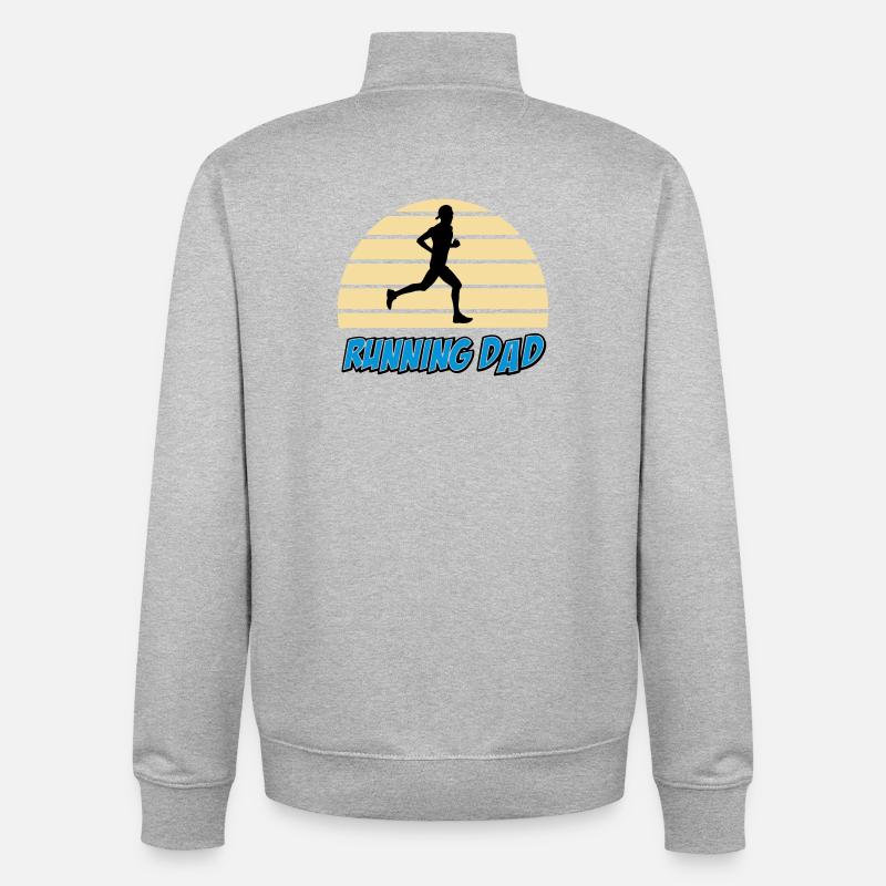 Running dad - Sweat zippé unisexe en coton bio Stanley/Stella - gris chiné