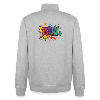Festival – Bunte Energie in Graffiti-Style - Unisex Organic Zip Sweatshirt von Stanley/Stella - Grau meliert - Hinten - AI Model Male 185 light (185cm)