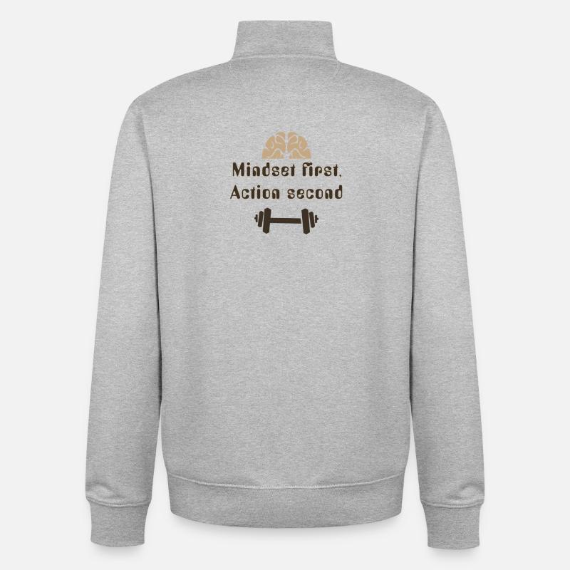 MIndsetFirstActionSecond_20250924 - Unisex Organic Zip Sweatshirt by Stanley/Stella - heather grey