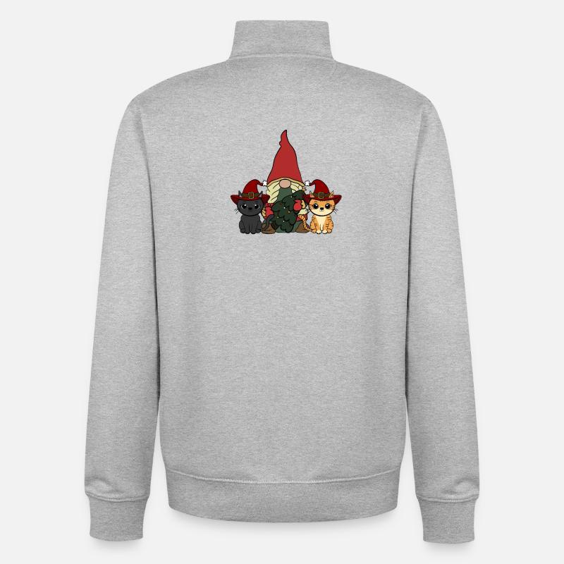 Gnome de chat - Sweat zippé unisexe en coton bio Stanley/Stella - gris chiné