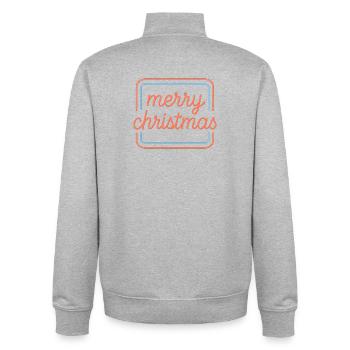 Neon Merry Christmas Lettering - Unisex Organic Zip Sweatshirt by Stanley/Stella - heather grey - Back - AI Model Male 185 light (185cm)