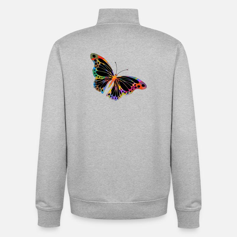 papillon - Sweat zippé unisexe en coton bio Stanley/Stella - gris chiné