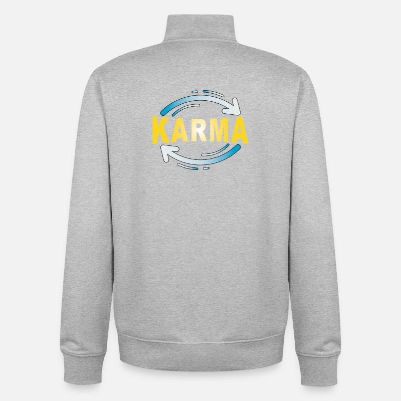 Karma - Minimalistisches Statement Design - Unisex Organic Zip Sweatshirt von Stanley/Stella - Grau meliert