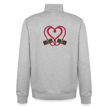 Retro-Gamer lieben den bestickten Look (gedruckt) - Unisex Organic Zip Sweatshirt von Stanley/Stella - Grau meliert - Hinten - AI Model Male 185 light (185cm)