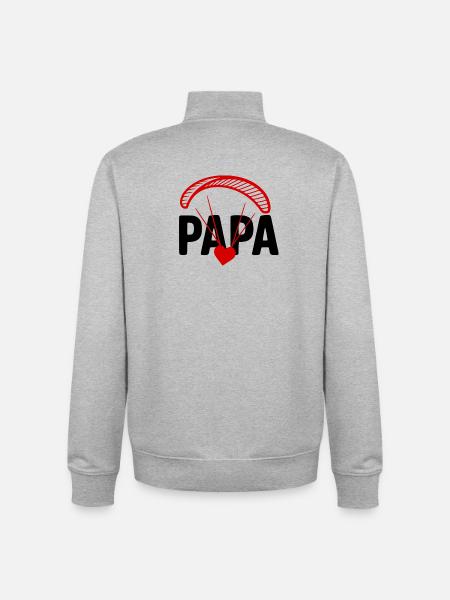 Dad Paragliding, Paragliding with Heart - Unisex Organic Zip Sweatshirt by Stanley/Stella - heather grey