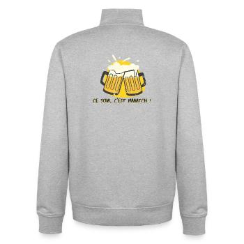 Football tonight it's a match with beers - Unisex Organic Zip Sweatshirt by Stanley/Stella - heather grey - Back - AI Model Male 185 light (185cm)