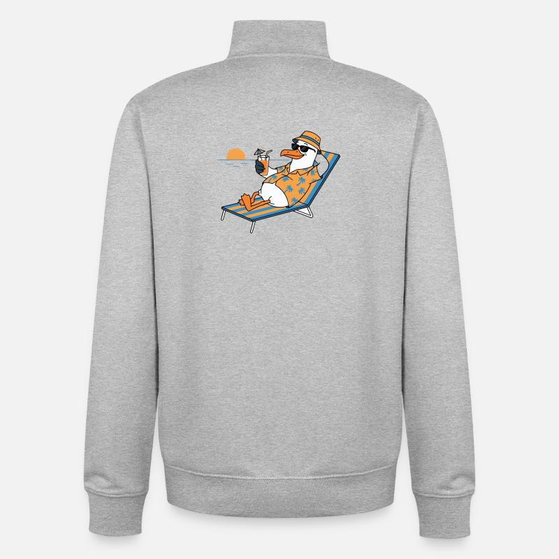 Sunny Beach Penguin Hawaii - Sweat zippé unisexe en coton bio Stanley/Stella - gris chiné