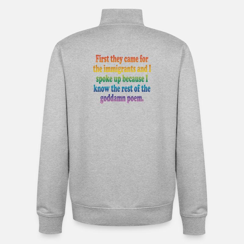 T-shirt de citation Rainbow Courage - Sweat zippé unisexe en coton bio Stanley/Stella - gris chiné