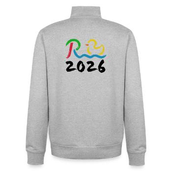 Rente 2026 - Ruhestand - Pension - Unisex Organic Zip Sweatshirt von Stanley/Stella - Grau meliert - Hinten - AI Model Male 185 light (185cm)