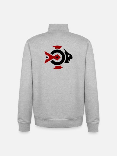Flying Fish - Tribal Fantasy Flying Fish - Unisex Organic Zip Sweatshirt by Stanley/Stella - heather grey