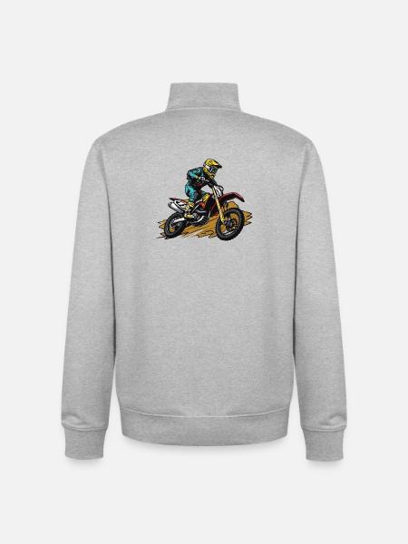 motocross bike - Unisex Organic Zip Sweatshirt by Stanley/Stella - heather grey