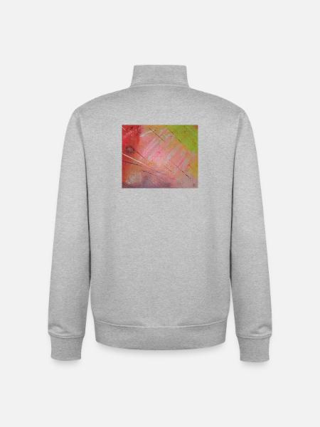 Neon Diagonal Stripe Abstract - Unisex Organic Zip Sweatshirt by Stanley/Stella - heather grey