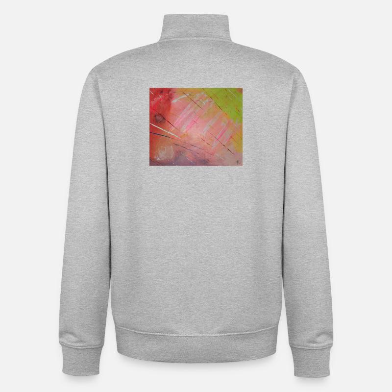 Neon-Diagonalstreifen Abstrakt - Unisex Organic Zip Sweatshirt von Stanley/Stella - Grau meliert