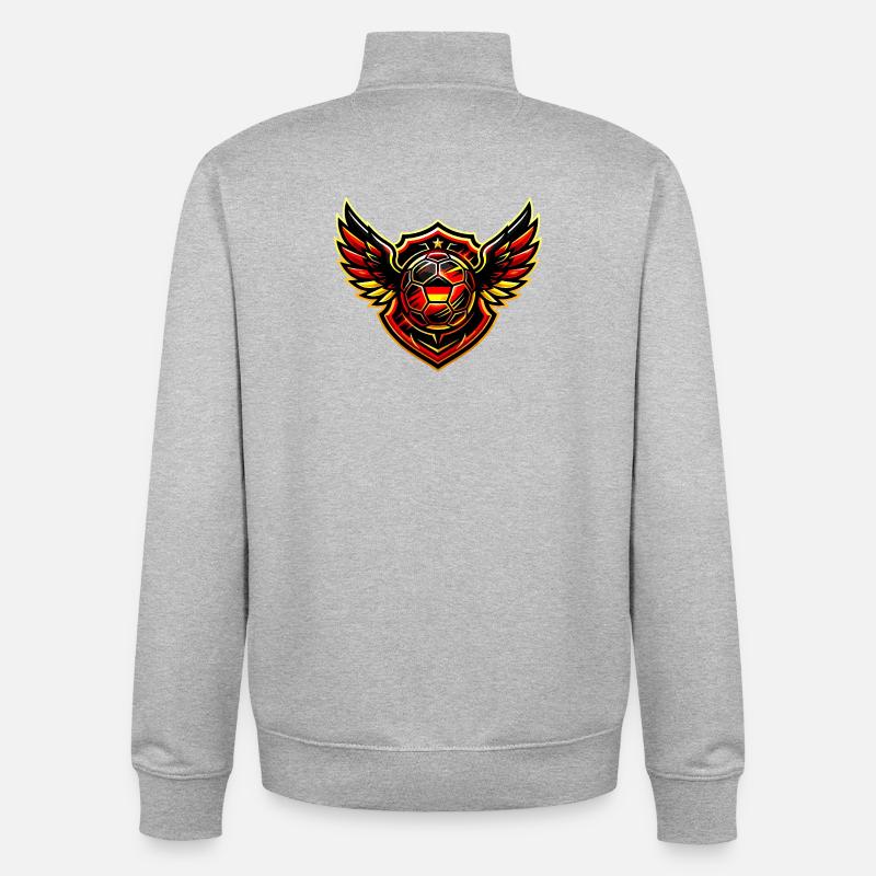 Blason de Soccer Germany - Sweat zippé unisexe en coton bio Stanley/Stella - gris chiné