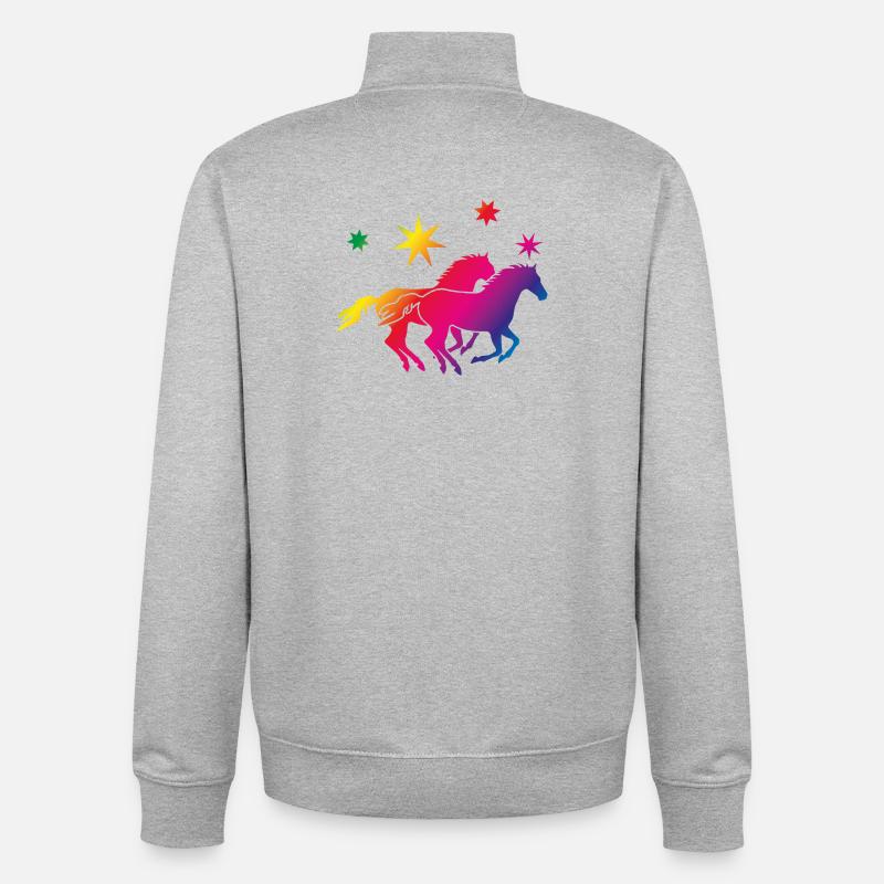 Regenbogenpferde Sternenglanz - Unisex Organic Zip Sweatshirt von Stanley/Stella - Grau meliert