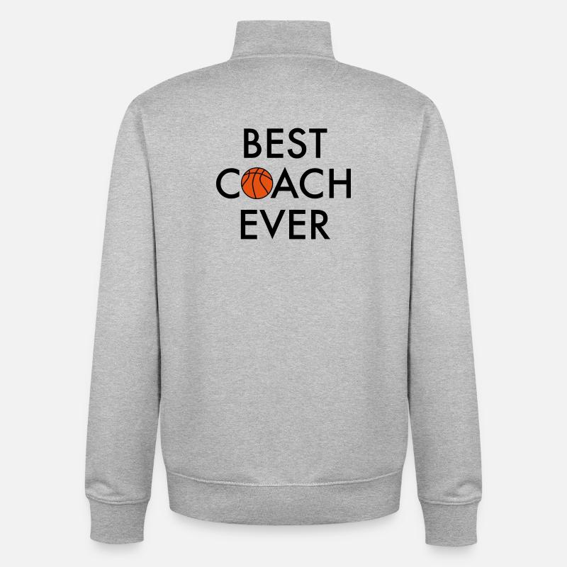 Meilleur entraîneur de basket - Sweat zippé unisexe en coton bio Stanley/Stella - gris chiné