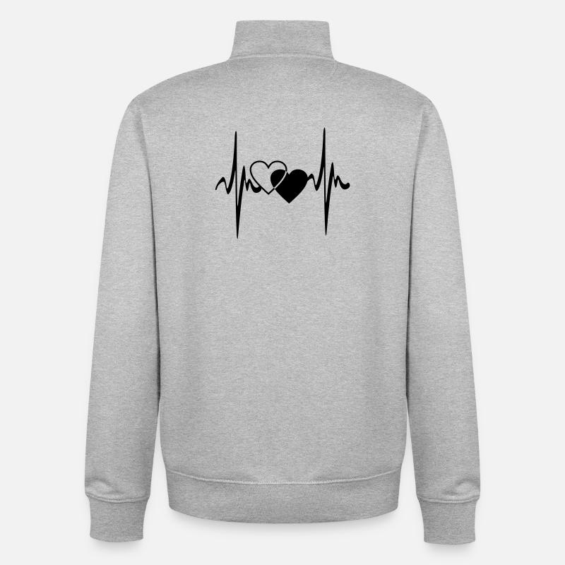 Zwei Herzen Herzschlag - Unisex Organic Zip Sweatshirt von Stanley/Stella - Grau meliert