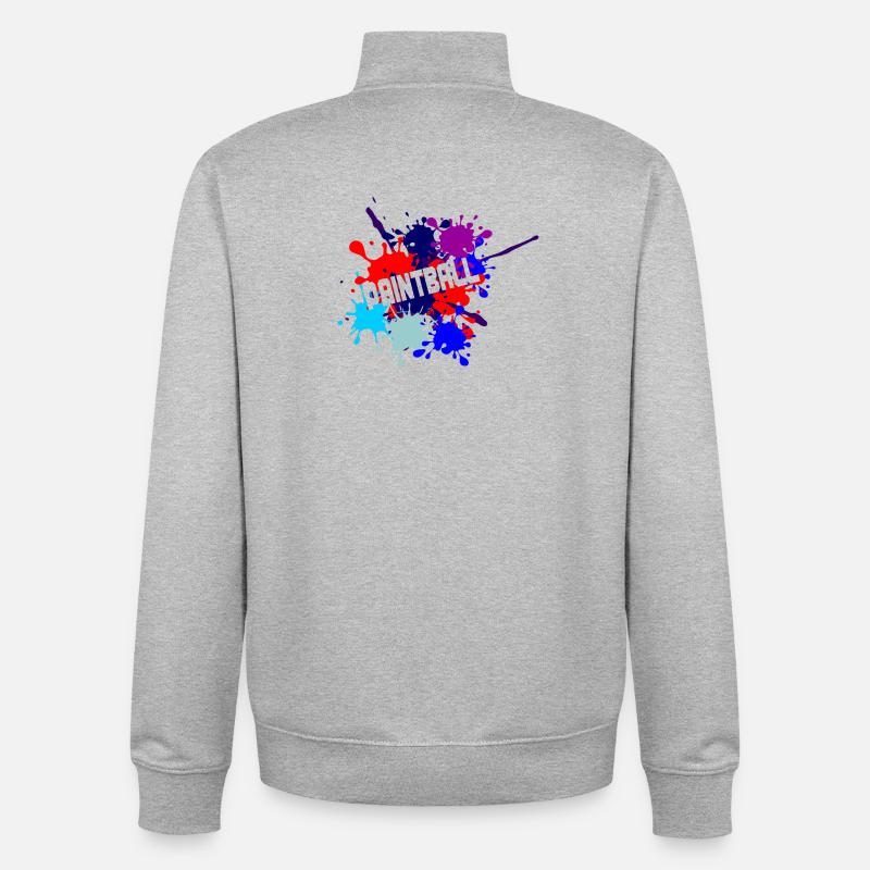 Texte de paintball découpé - Sweat zippé unisexe en coton bio Stanley/Stella - gris chiné