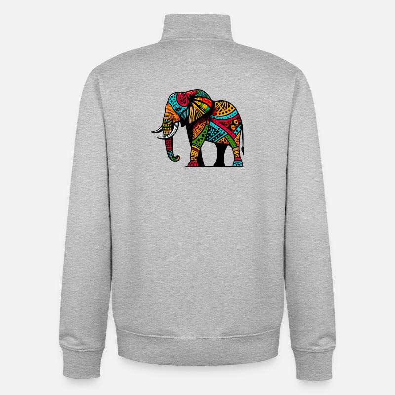 Éléphant - Sweat zippé unisexe en coton bio Stanley/Stella - gris chiné