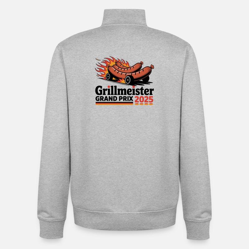 Grillmeister Grand Prix Bratwurst Racing BBQ - Sweat zippé unisexe en coton bio Stanley/Stella - gris chiné