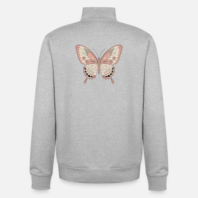 Boho Butterfly - Unisex Organic Zip Sweatshirt by Stanley/Stella - heather grey