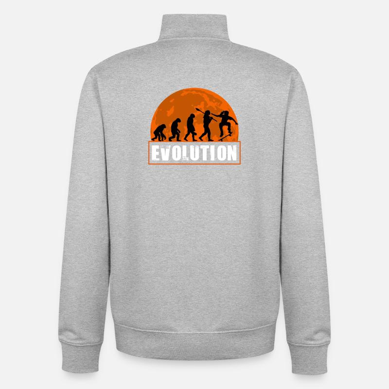 Évolution de l’art des silhouettes skateurs en skateboard - Sweat zippé unisexe en coton bio Stanley/Stella - gris chiné