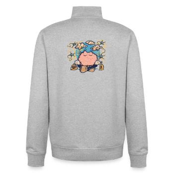 Cerveau zen - Sweat zippé unisexe en coton bio Stanley/Stella - gris chiné - Dos - AI Model Male 185 light (185cm)